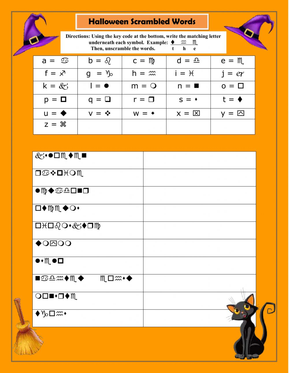 Halloween - Unscramble The Words Worksheet