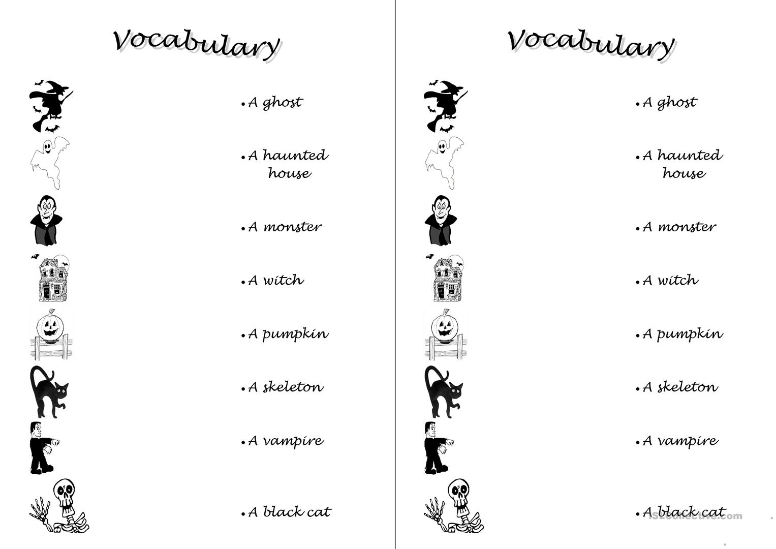 Halloween Vocabulary - English Esl Worksheets For Distance