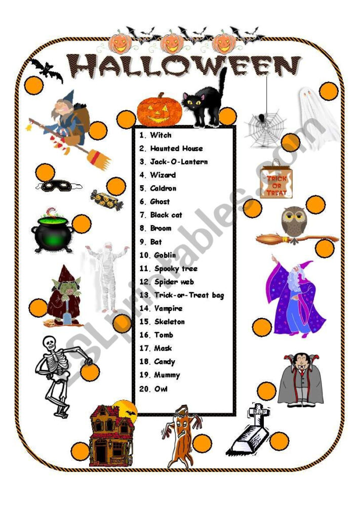 Halloween Vocabulary Esl Worksheetanna Worksheets Area