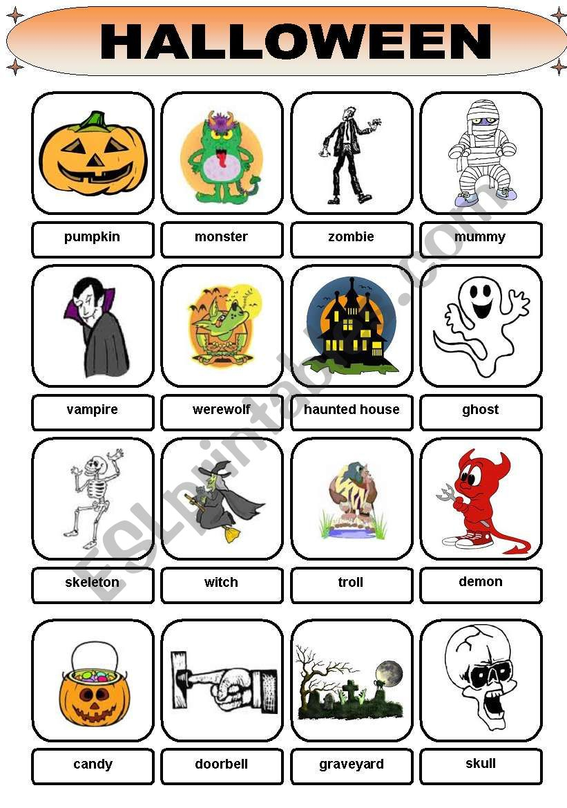 Halloween Vocabulary - Esl Worksheetbrent_Dws