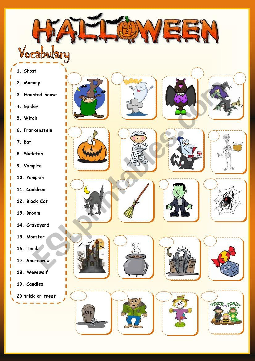 Halloween Vocabulary * - Esl Worksheetllkristianll