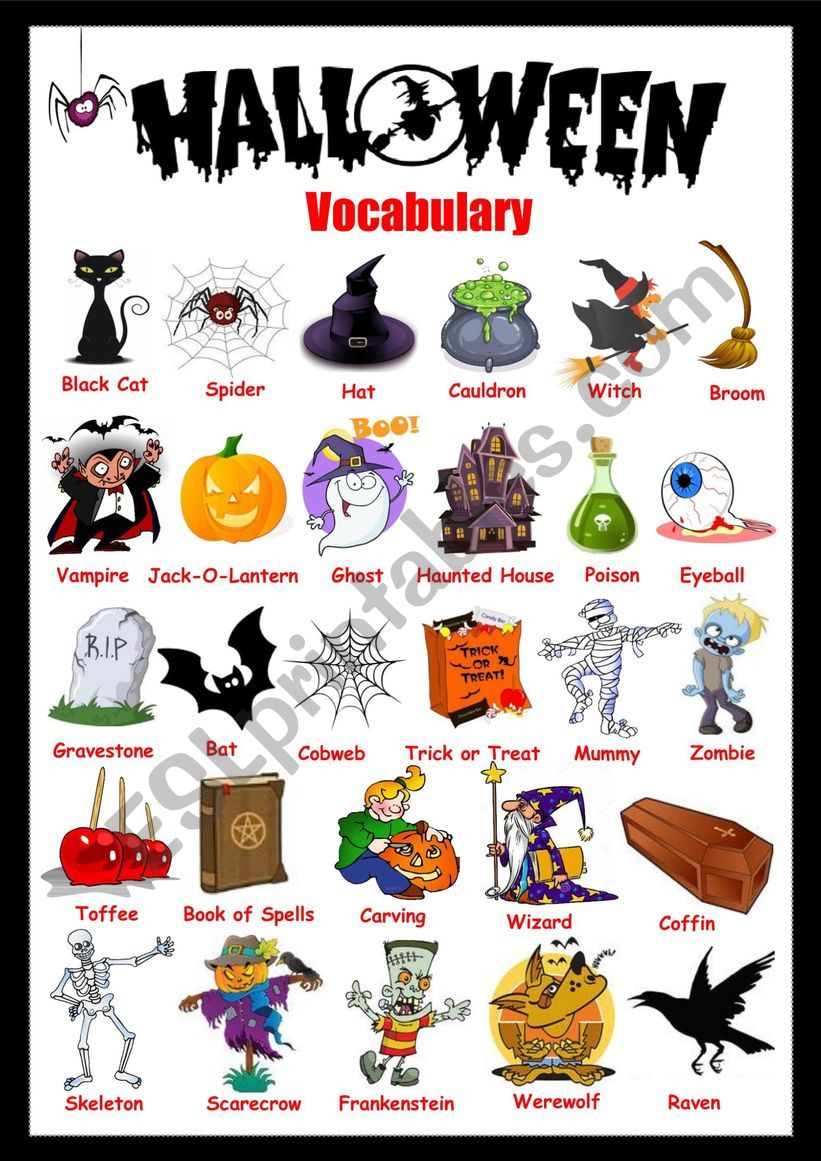 Halloween Vocabulary Worksheets Free AlphabetWorksheetsFree