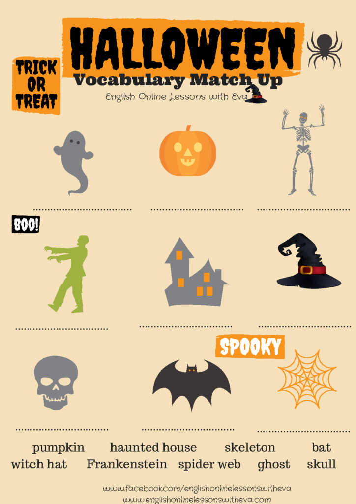 Halloween Vocabulary Match Up | Halloween Vocabulary