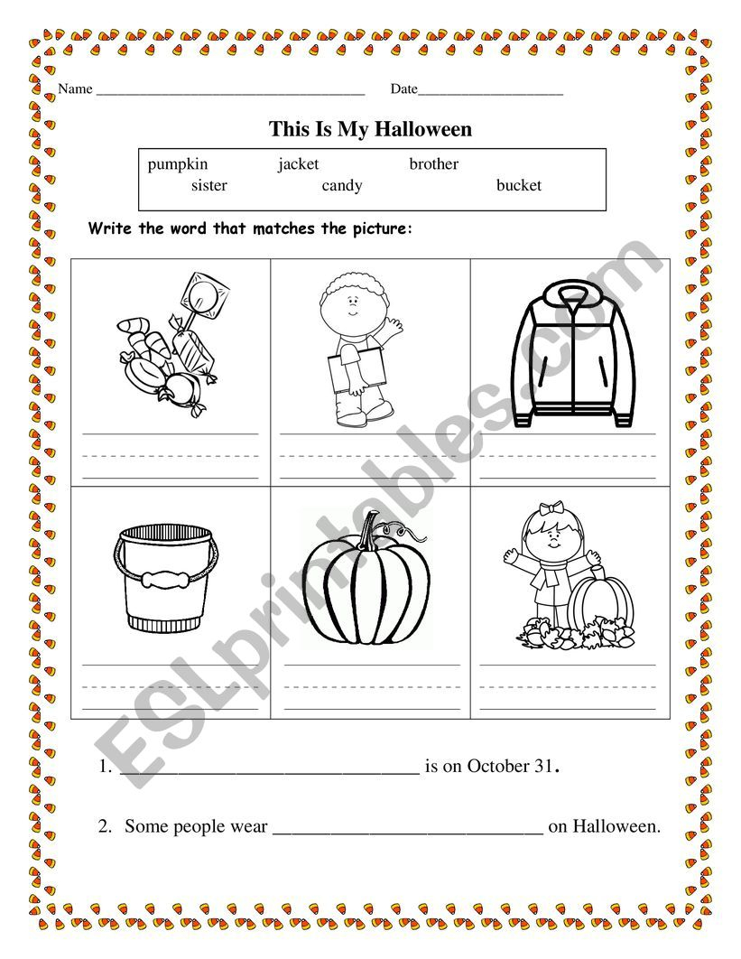 Halloween Vocabulary &amp;amp; Possessive Pronouns - Esl Worksheet