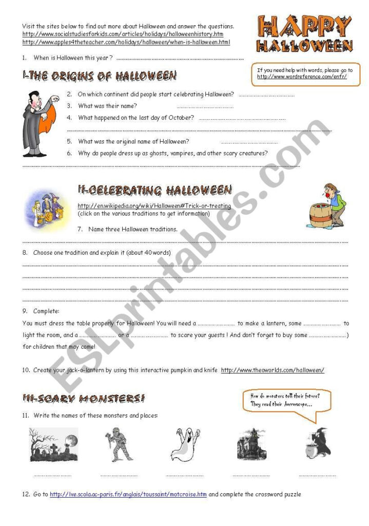 Halloween Webquest   Esl Worksheetestelle73