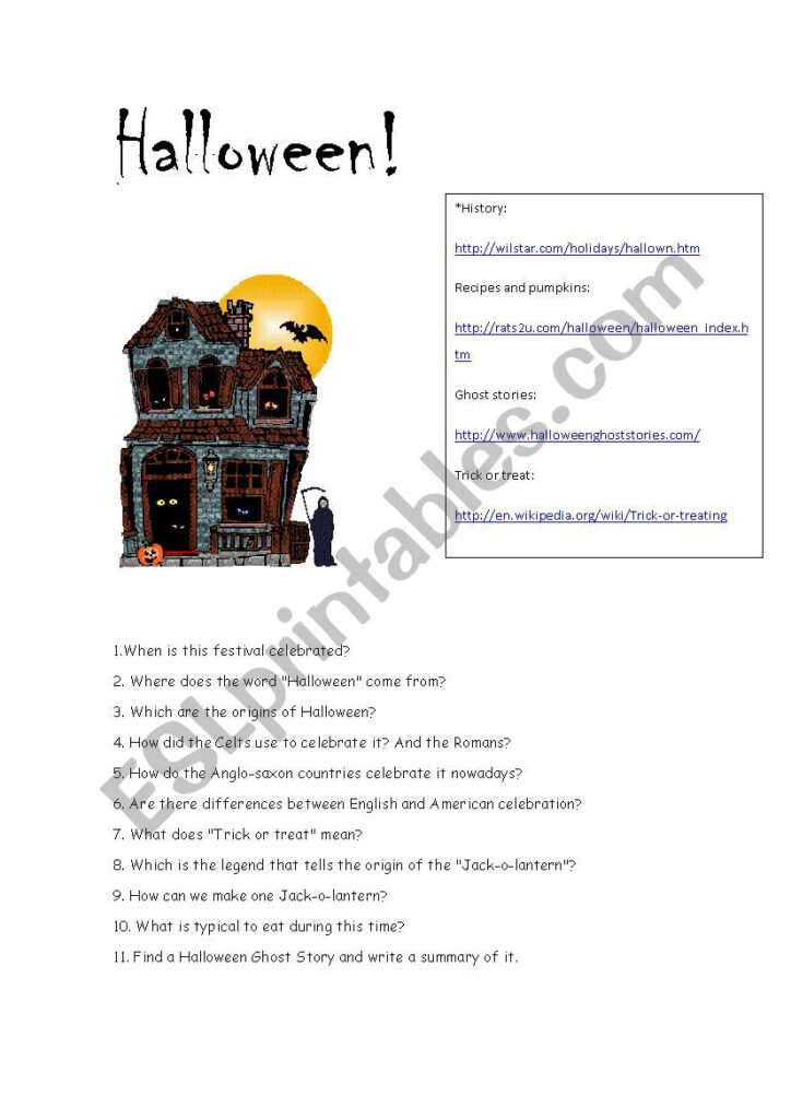 Halloween Webquest   Esl Worksheetmaienglish