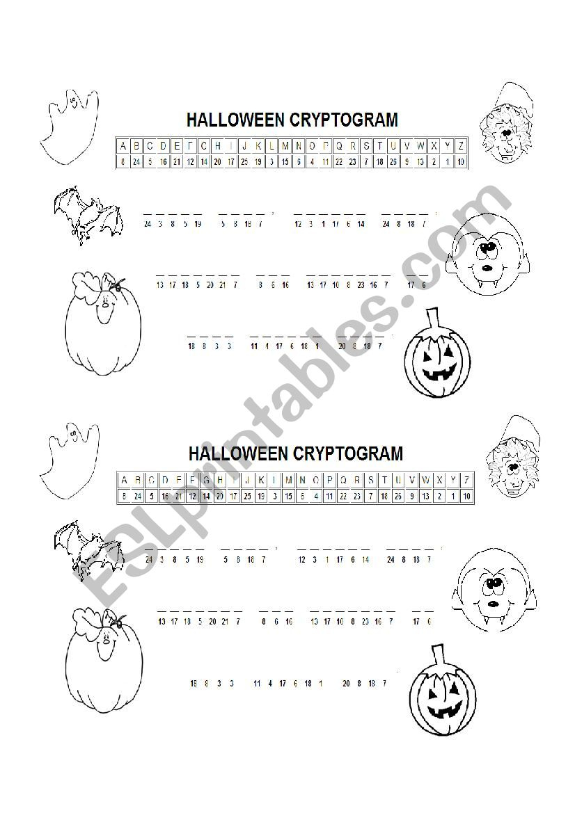 Halloween Secret Message Worksheet | AlphabetWorksheetsFree.com