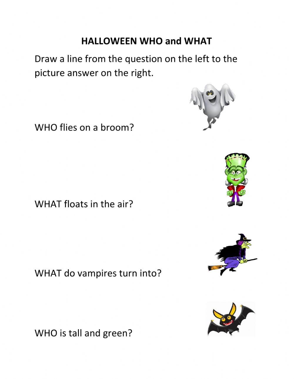 Halloween Who And What Worksheet