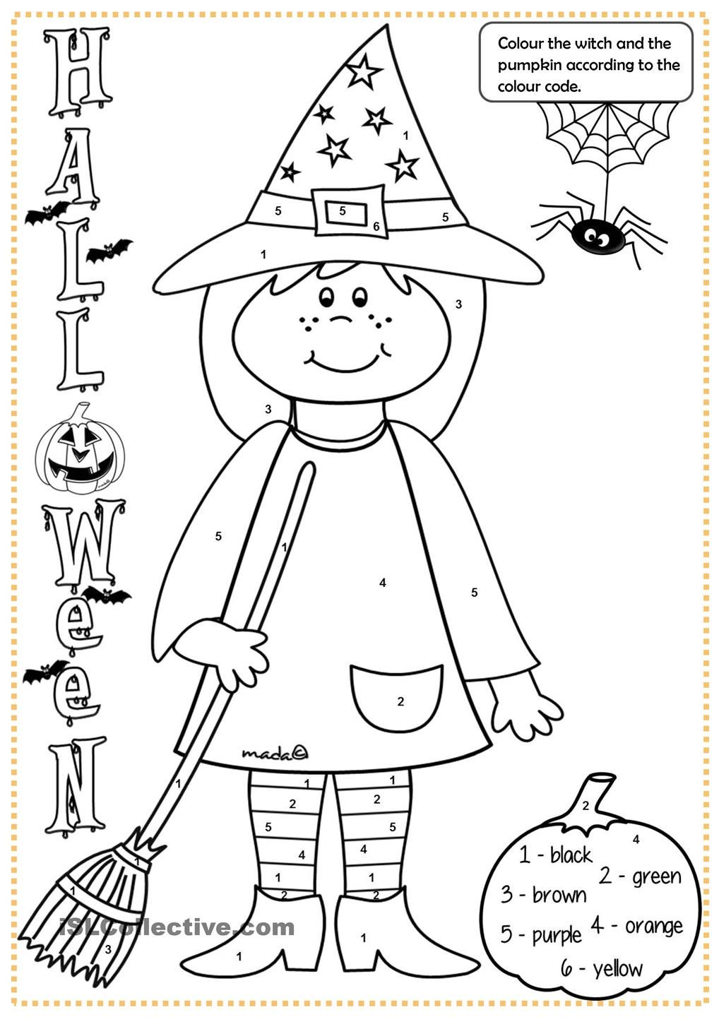Halloween Witch - Colouring | Halloween Worksheets