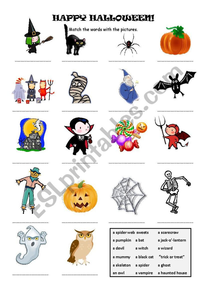 Halloween Word Match   Esl Worksheetmerituuli