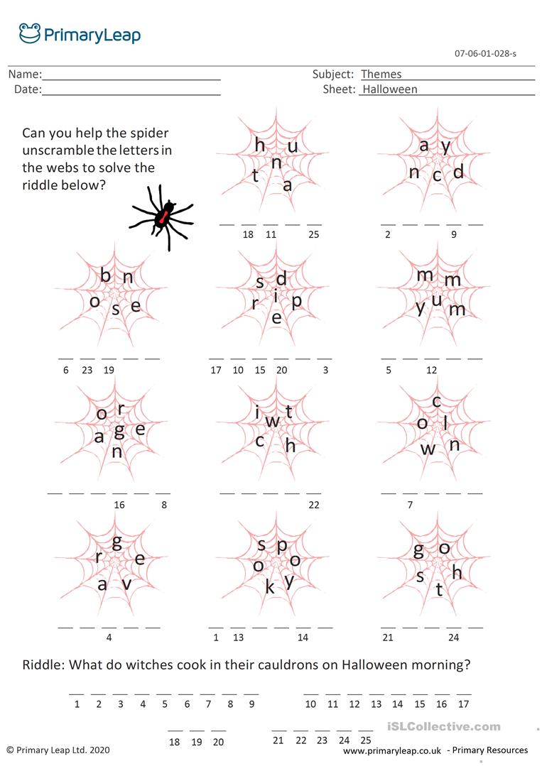 Halloween Word Scramble - English Esl Worksheets For