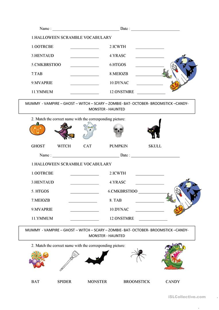 Halloween Word Scramble - English Esl Worksheets For