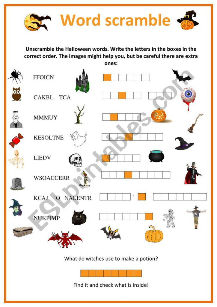 Halloween Word Scramble   Esl Worksheetursula Kirsten