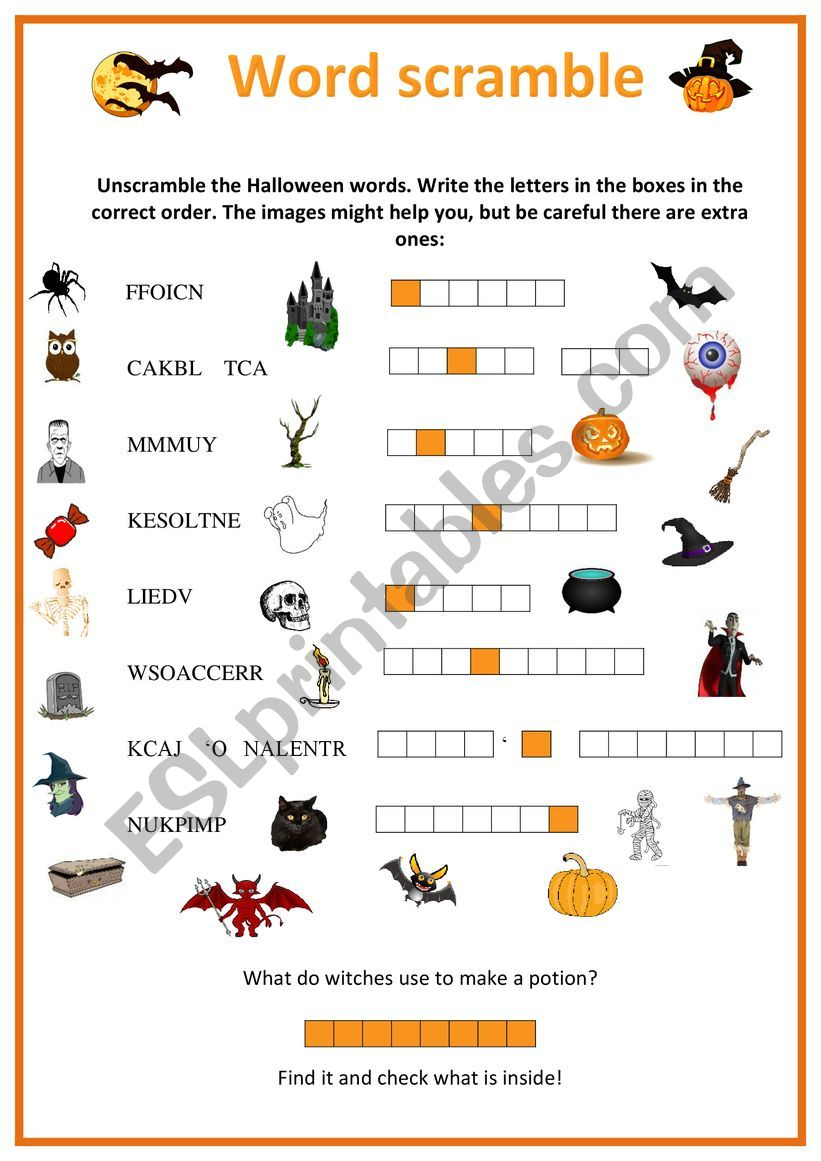 Halloween Word Scramble - Esl Worksheetursula Kirsten