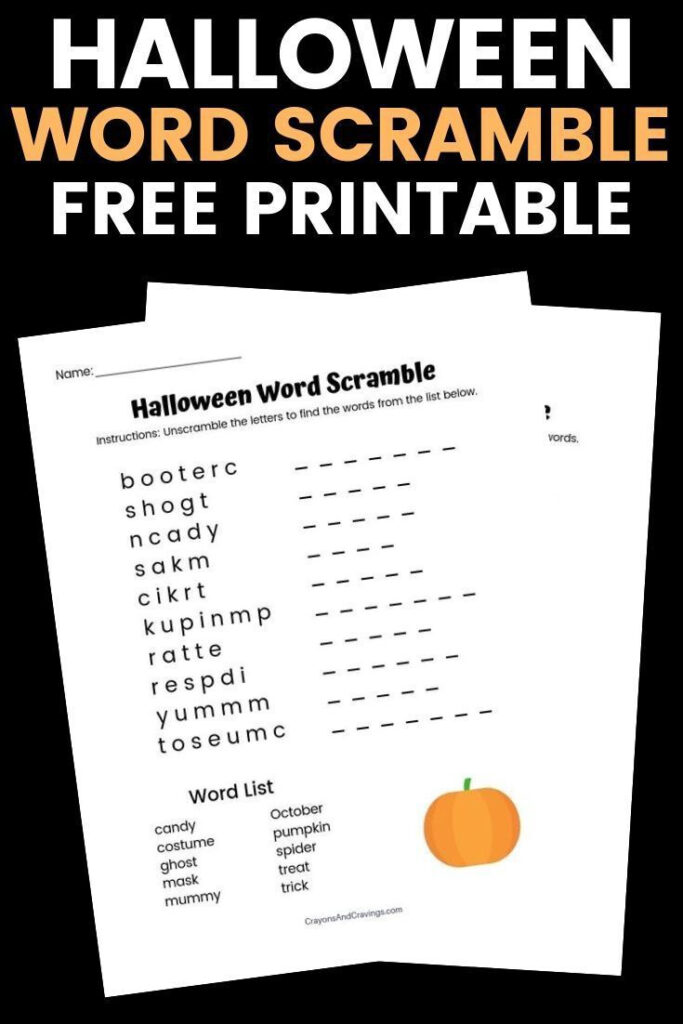Halloween Word Scramble Free Printable With 10 Halloween