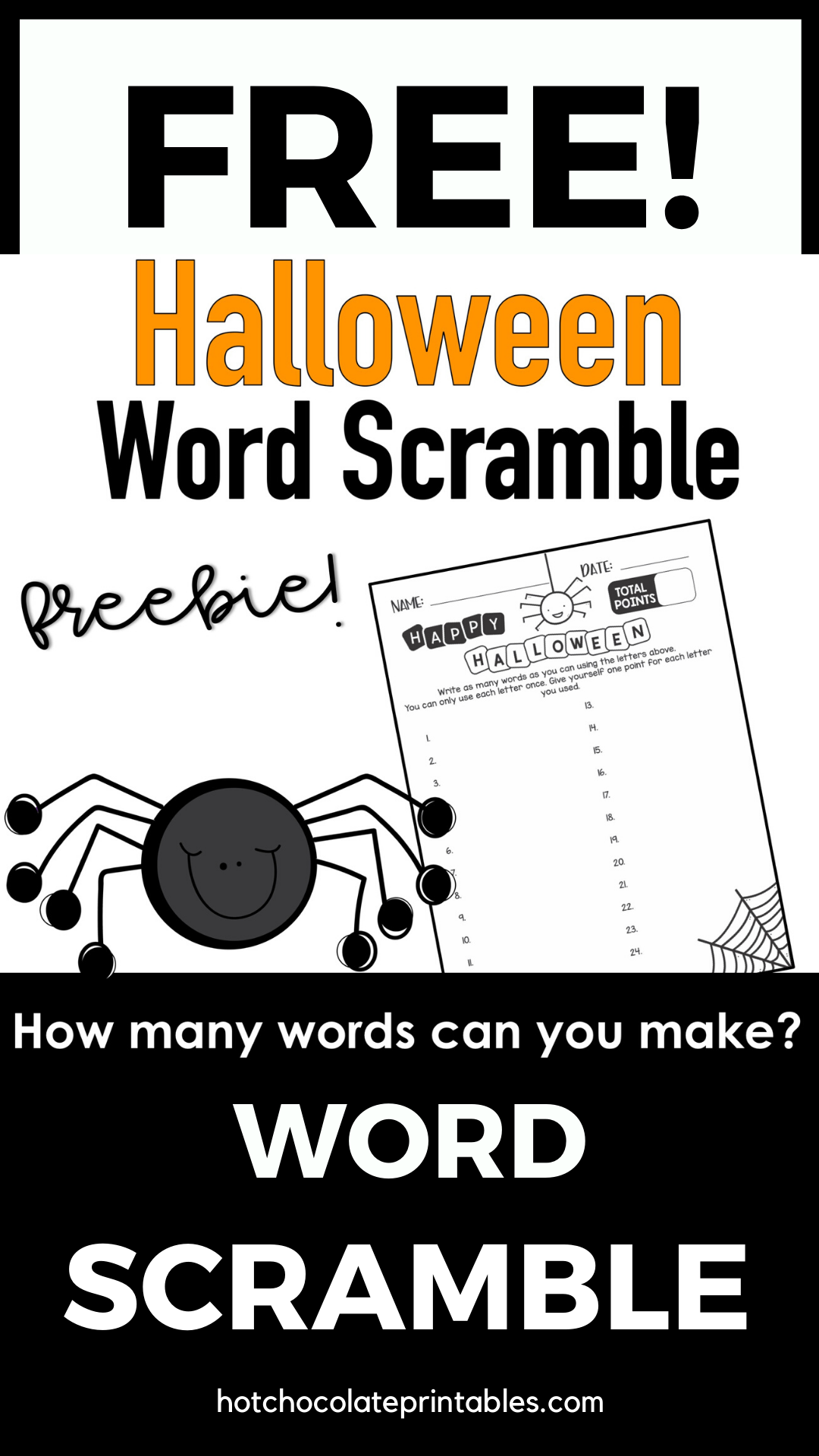 Halloween Word Scramble Worksheet {Freebie} How Many Words