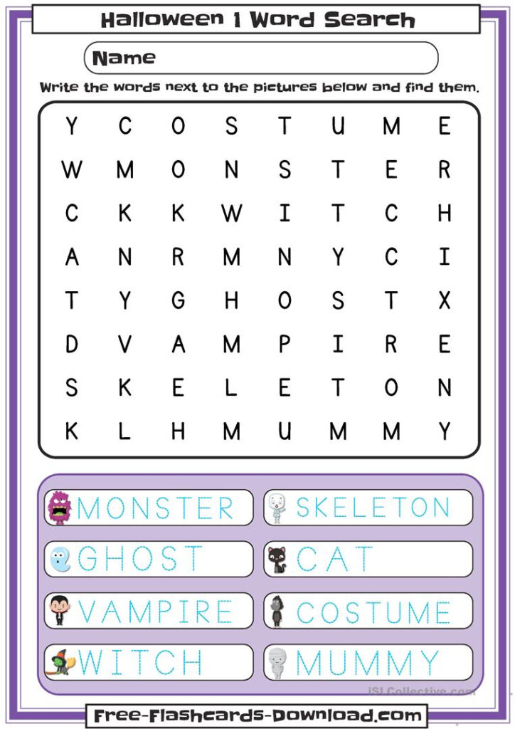 Halloween Word Search 1   English Esl Worksheets For