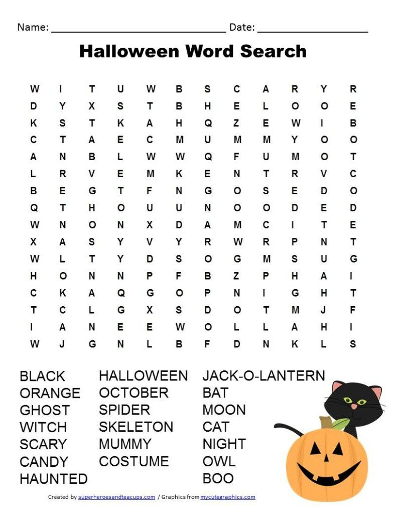 Halloween Word Search Free Printable | Learning Ideas For