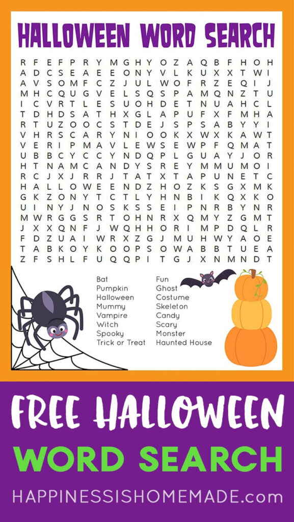 Halloween Word Search Printable   Happiness Is Homemade