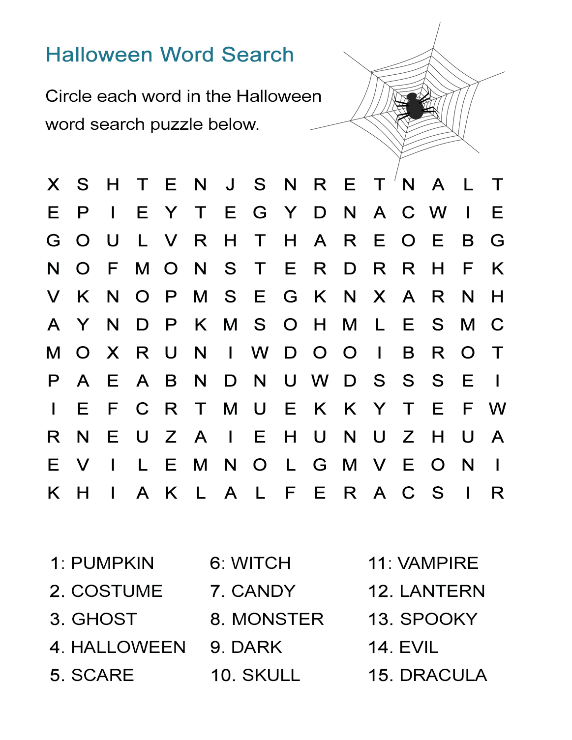 Halloween Word Search Puzzle - All Esl
