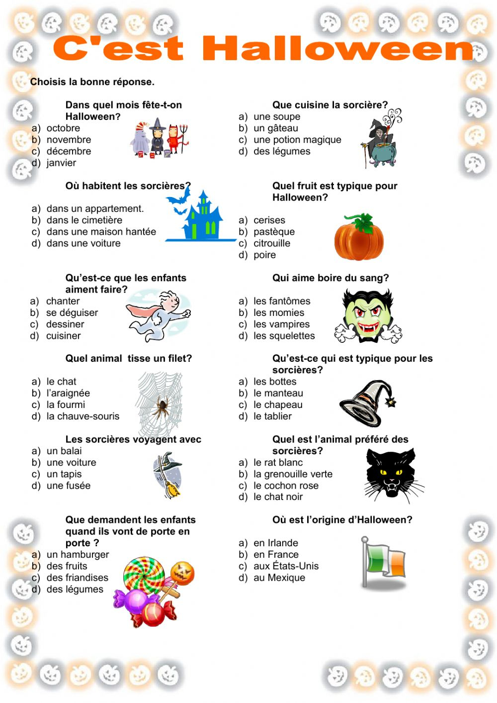 Halloween Worksheet For Classe 2