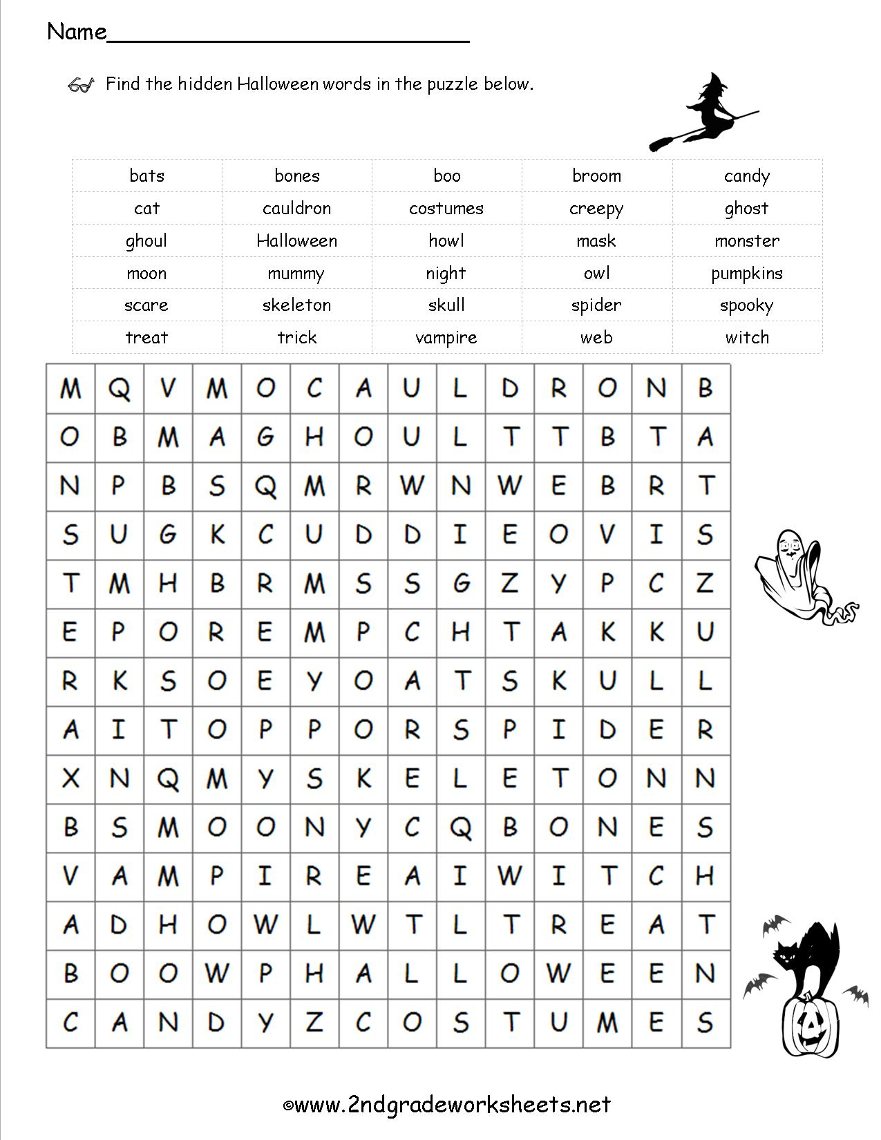 Halloween Worksheets And Printouts 2Nd Grade Free