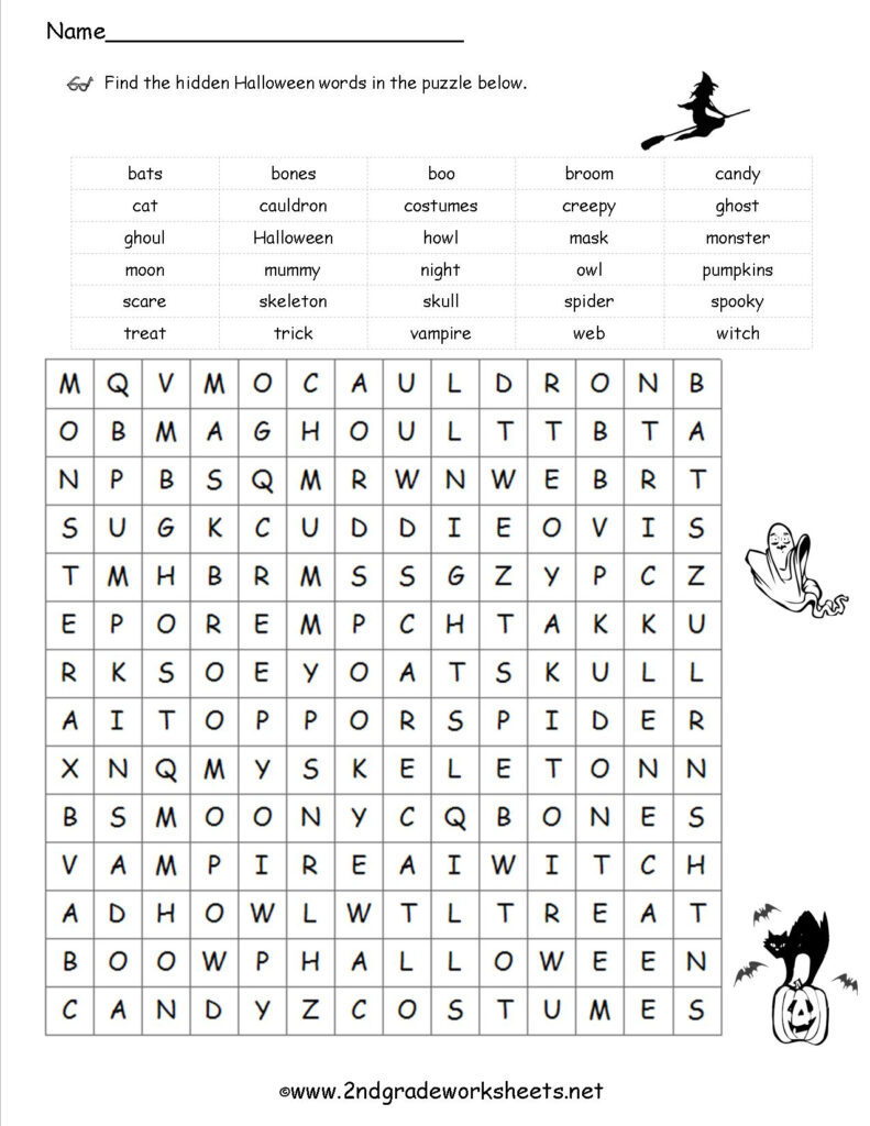 Halloween Worksheets And Printouts Free For Middle School