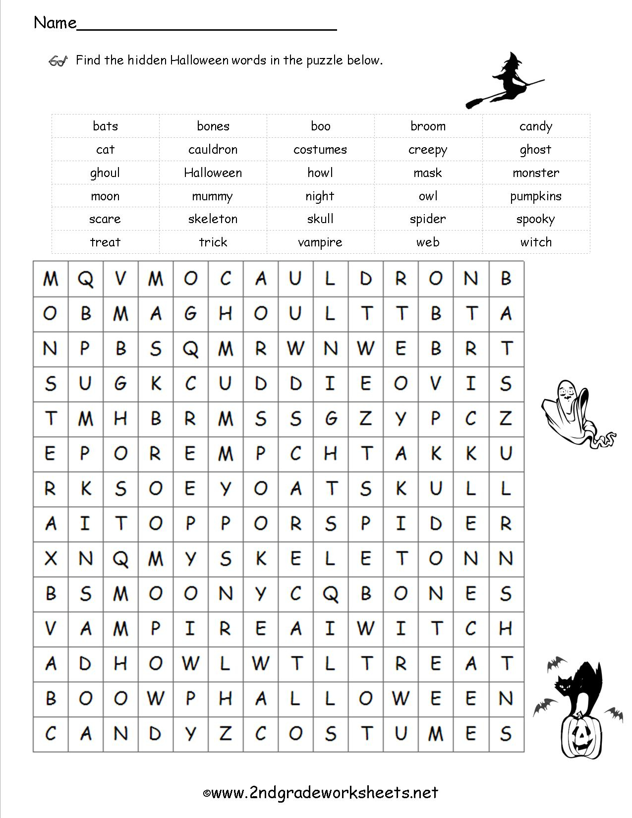 Halloween Worksheets And Printouts Second Grade Math