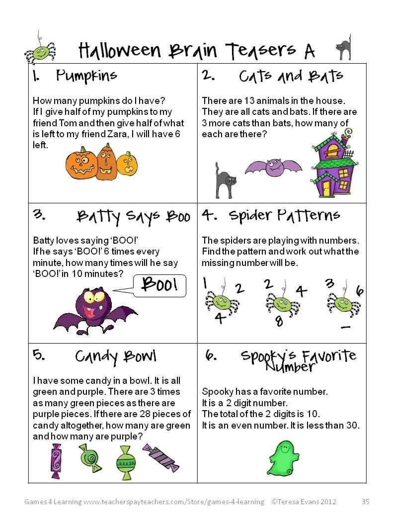 Halloween Worksheets For 4Th Grade Fun Games 4 Learning