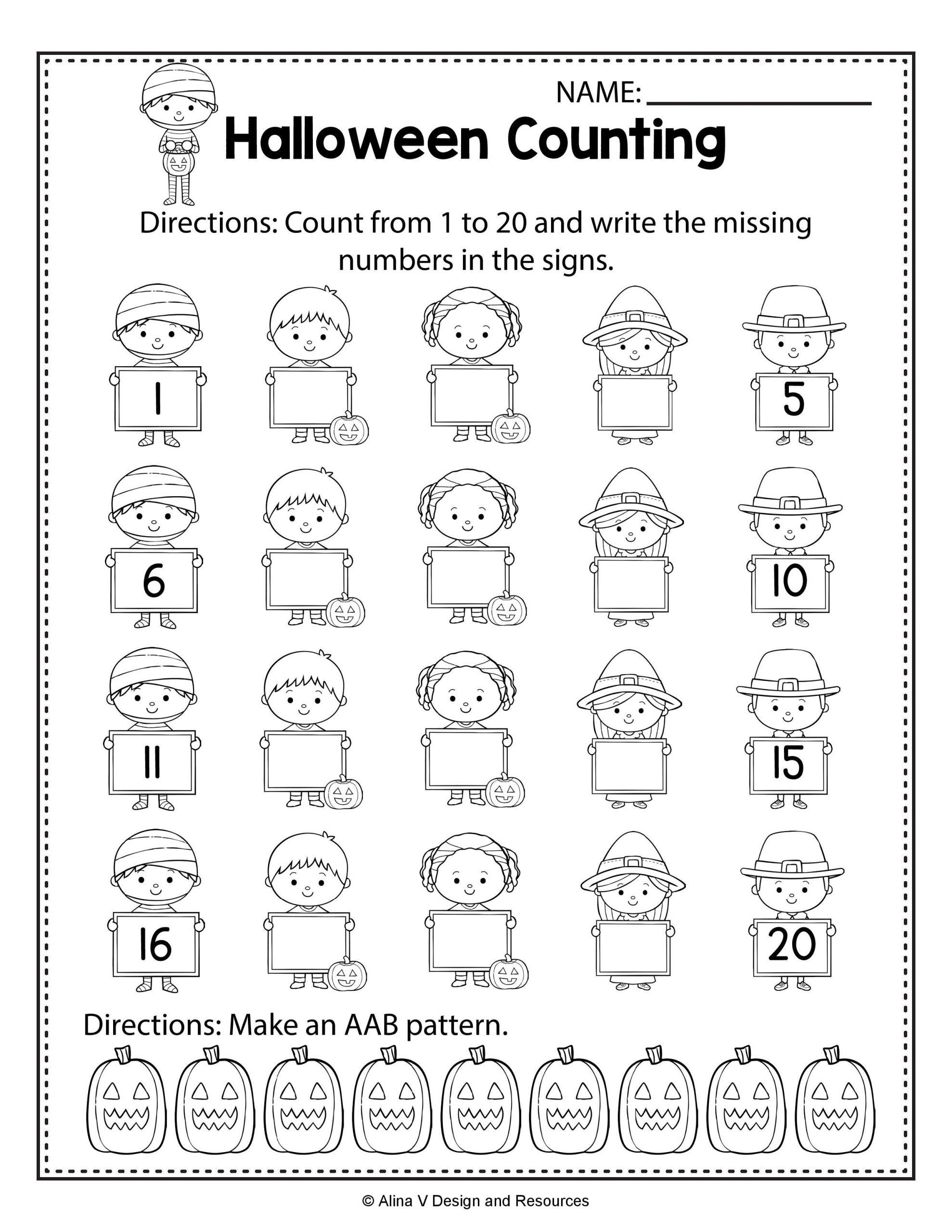 Halloween Worksheets For First Grade Halloween Counting Math