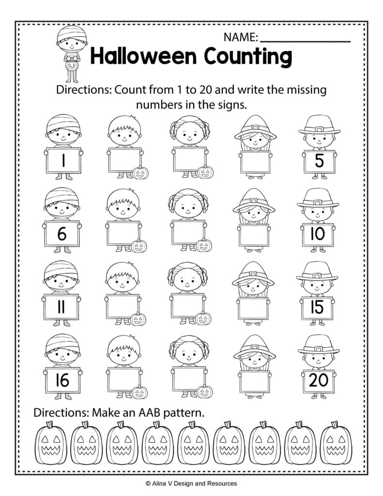 Halloween Worksheets For First Grade Halloween Counting Math