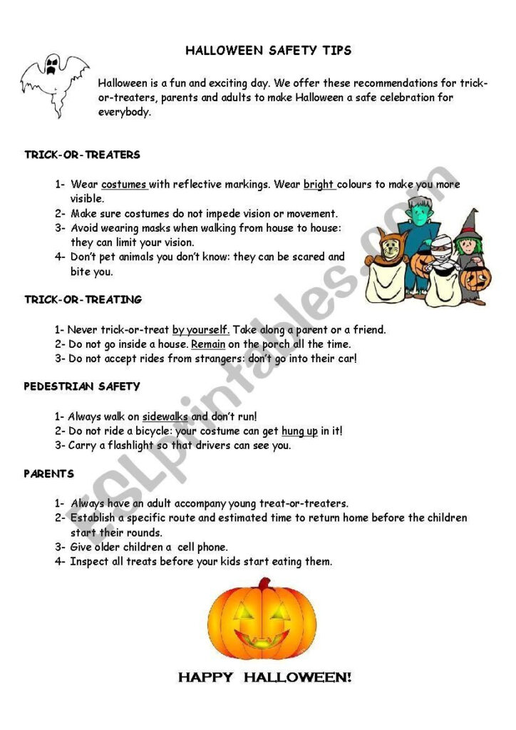 Free Halloween Safety Worksheets | AlphabetWorksheetsFree.com