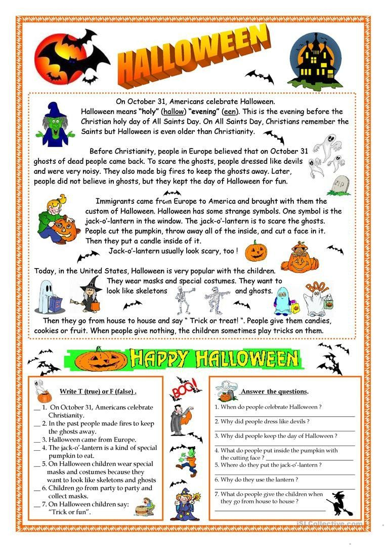 Halloween Worksheets Reading Comprehension Halloween Reading