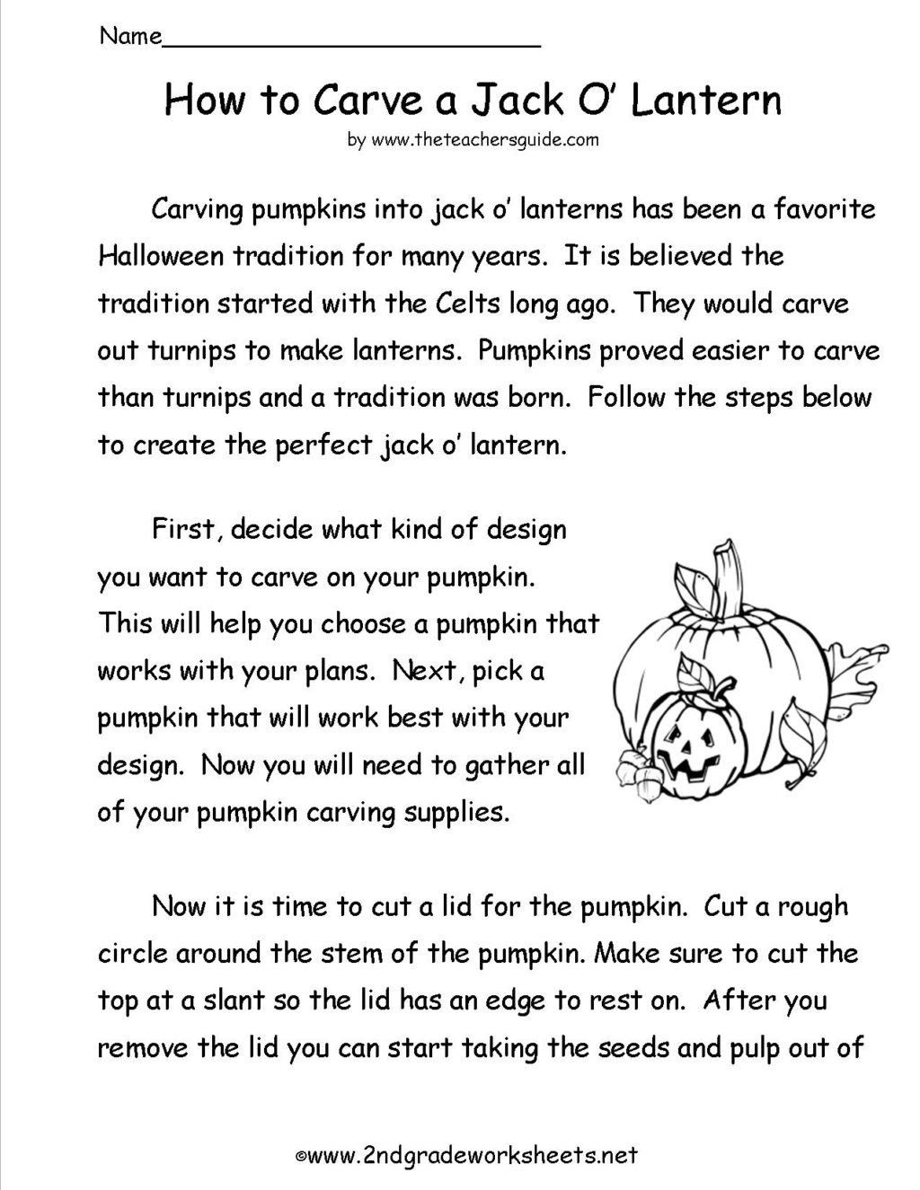 Halloween Worksheets Reading Comprehension Math Worksheet