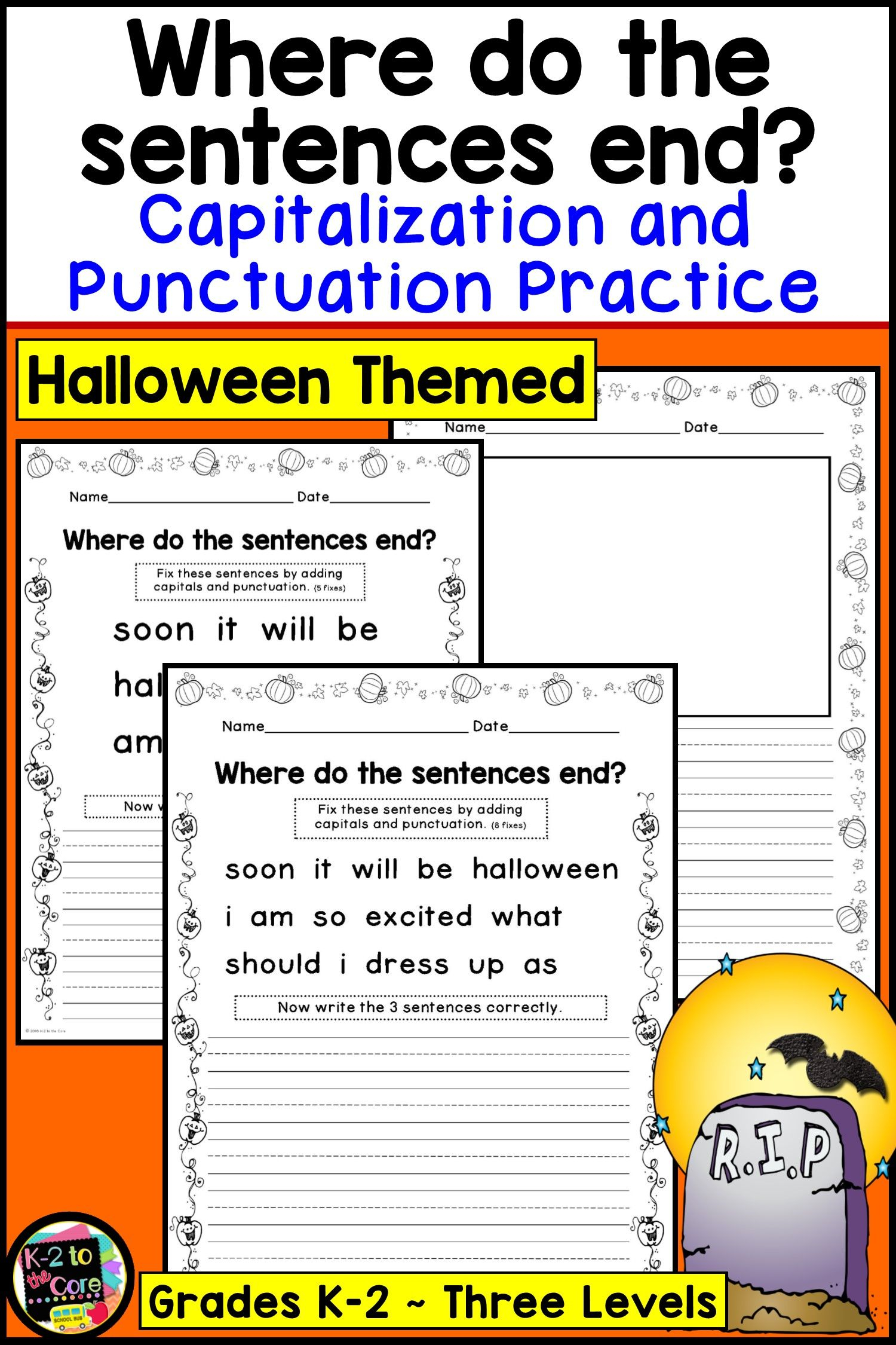 Halloween Writing Capitalization And Punctuation Practice