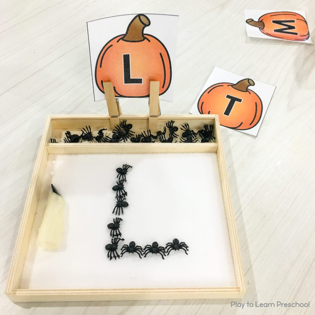 Halloween Writing Trays Preschool Letters Holiday Sensory