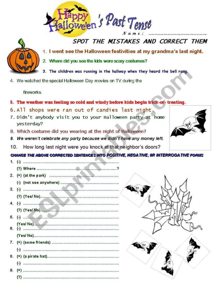 Halloween´s Past Tense   Esl Worksheetendopjy