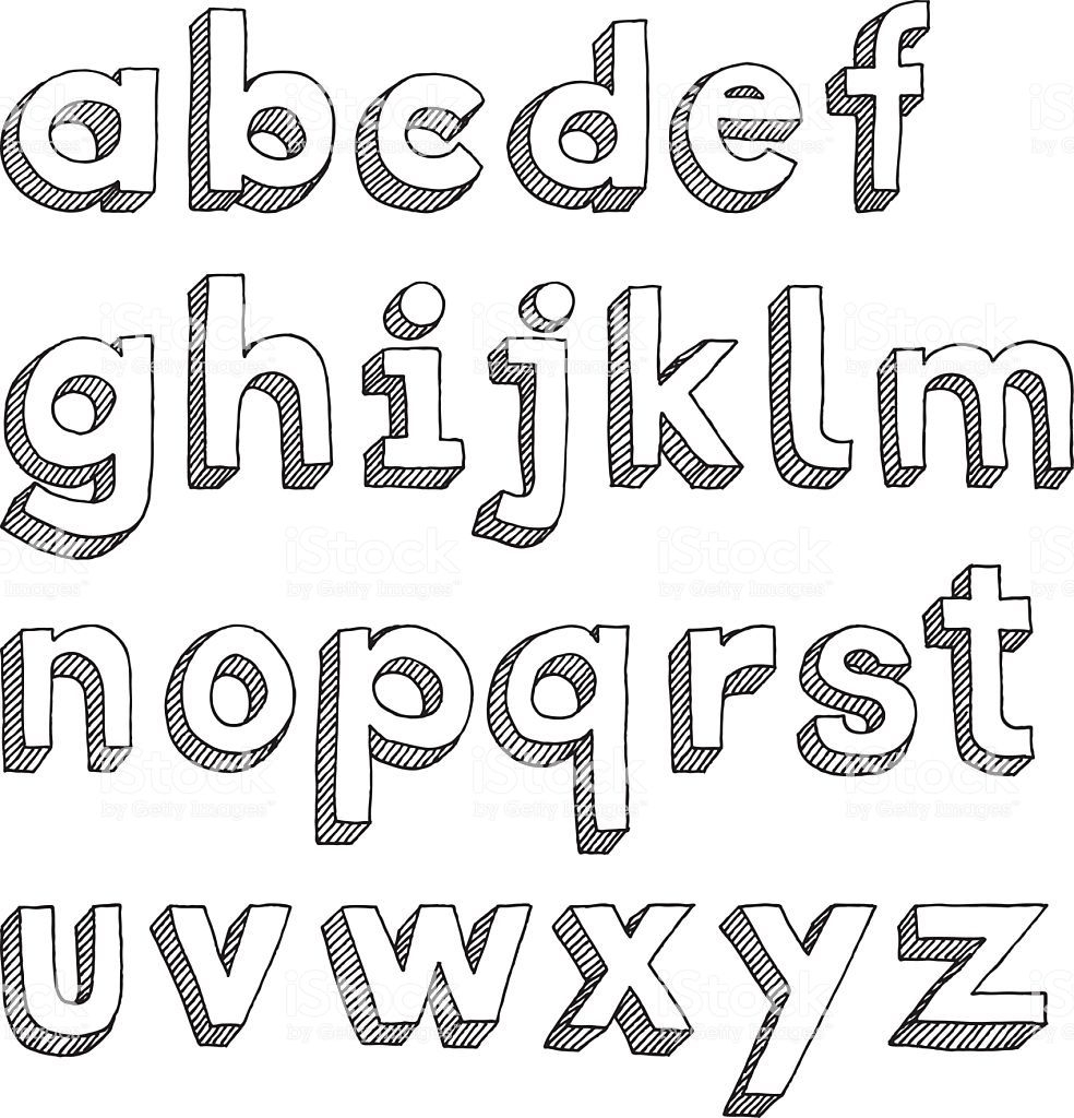 Hand-Drawn Lower-Case Alphabet In Sans Serif Font Royalty