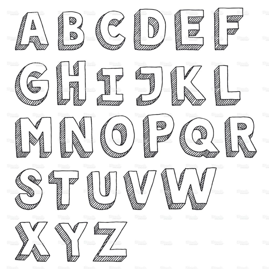 Hand Drawn Vector Drawing Of An Sans Serif Alphabet  Capital