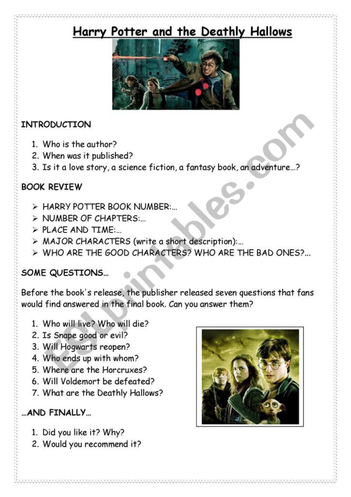 Harry Potter And The Deathly Hallows   Esl Worksheetmggialdi