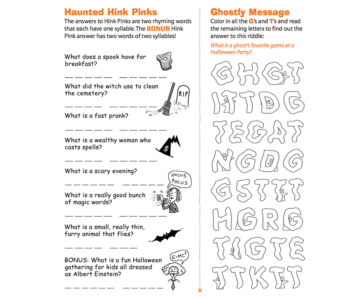 Haunted Hink Pinks Printable - Familyeducation