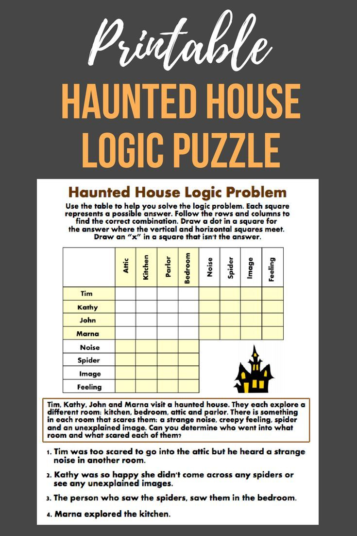 Haunted House Logic Problem | Worksheet | Education