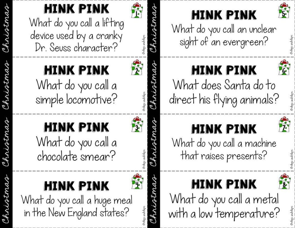 Hink Pinks   Christmas | Vocabulary Development, Rhyming