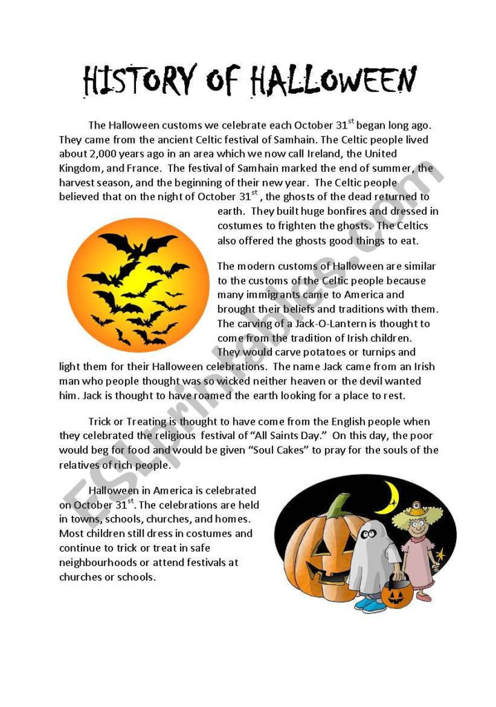 History Of Halloween   Esl Worksheetpunkwillow