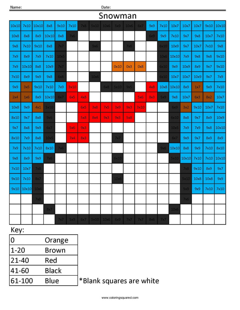 Holiday Multiplication And Division   Coloring Squared