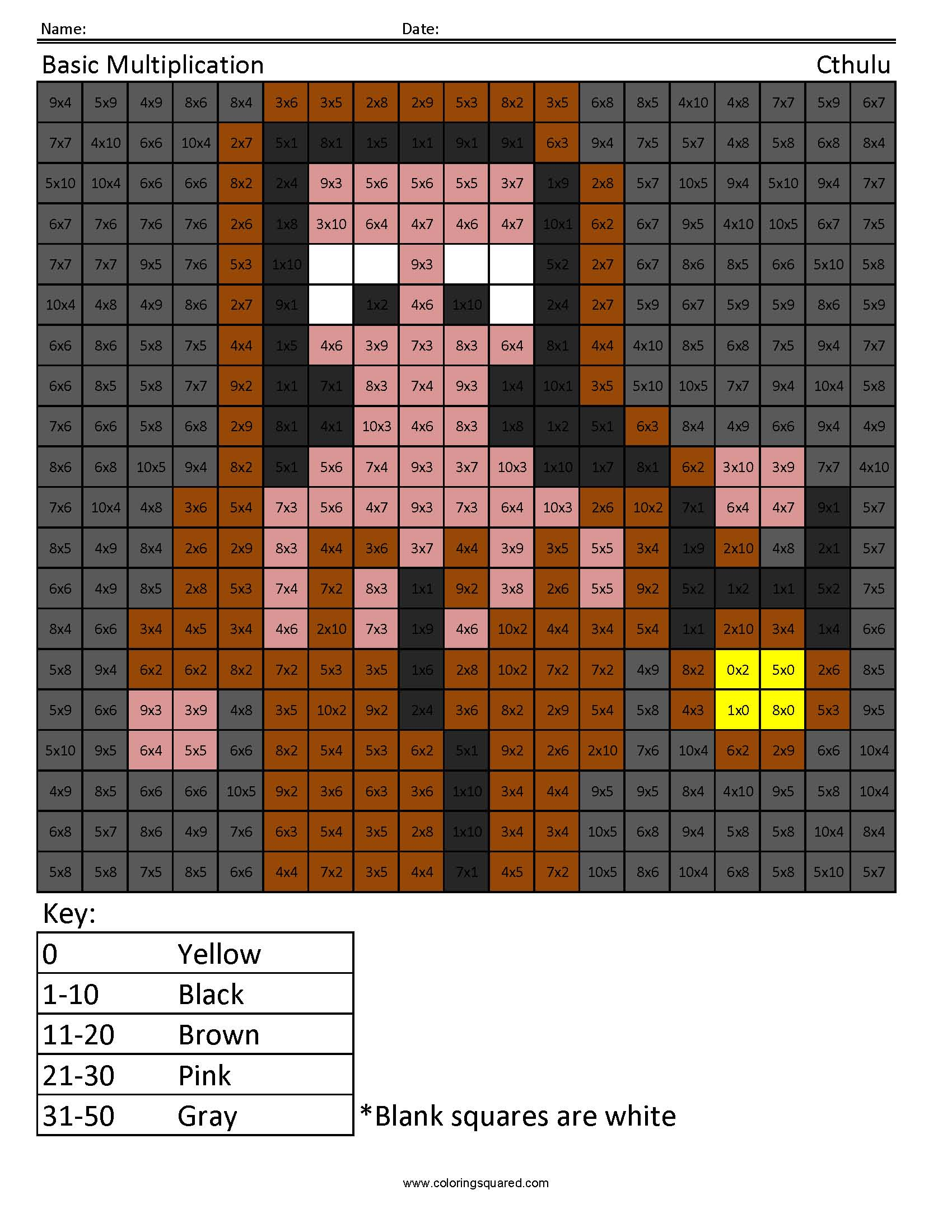 Holiday Multiplication And Division - Coloring Squared