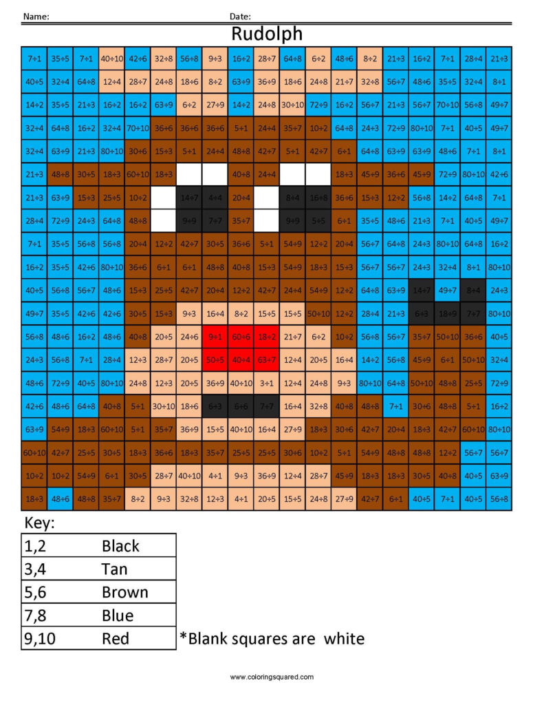 Holiday Multiplication And Division   Coloring Squared