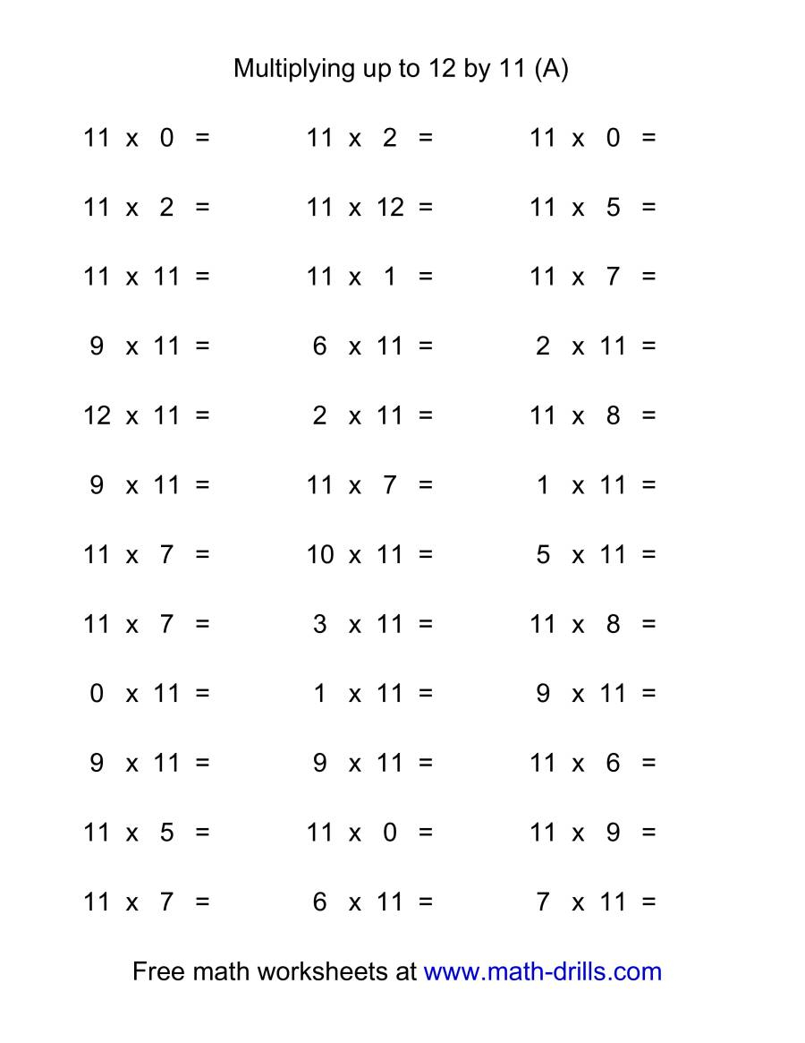 Horizontal Multiplication Facts Questionsmixed