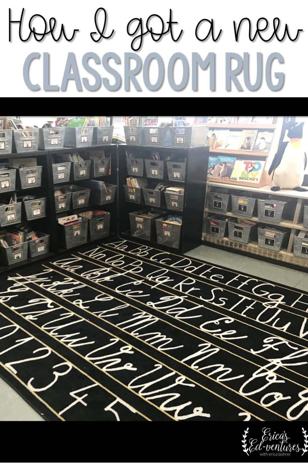 How I Got A New Classroom Rug, Black And White Classroom Rug