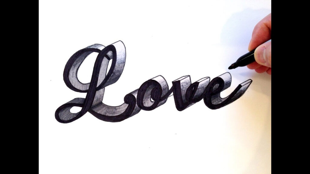 How To Draw Love In Cursive 3D